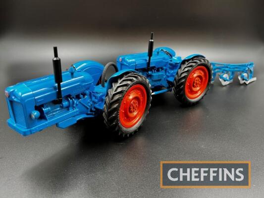 Scratch built Doe Triple D diecast tractor, utilising two Chad Valley Fordsons, comes with 4furrow plough