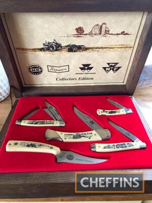 Massey Ferguson boxed set of collectors edition pen knives, blades engraved with company logo, set No. 419