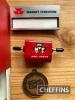 Massey Ferguson a qty of promotional material to inc' Swiss Army knife (boxed), 125 year medal, speed counter, name badge, boxed 50 years at Banner Lane desk clock (5) - 5