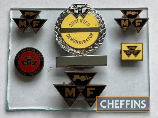 Massey Ferguson, six enamelled lapel badges bearing the silhouette logo