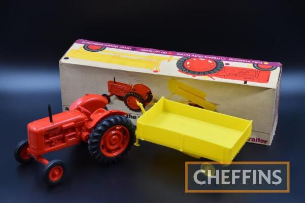 The Nuffield tractor with trailer, a boxed plastic model by Raphael Lipkin Ltd, 18ins overall