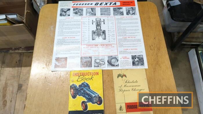 Fordson Dexta Instruction Book, Lubricant and Maintenance Chart and Schedule of maximum repair charges books