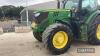 John Deere 6155R Tractor c/w 50k. Auto Quad, cab & tls suspension, pick up hitch, top link, 4 scvs, Michelin 650/65x38 & 540/65x28 tyres Hours: approx 5175 Reg. No. YD66 0YW Ser. No. 1LO6155RJGN864927 - 5