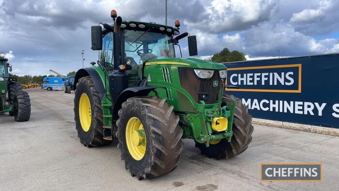 2018 John Deere 6195R Tractor c/w 50k Auto Power, TLS, hydraulic centre link, 5 premium SCV's, 650/85R38, 600/70R28, 4600 processor, Auto Trac ready Reg. No. YD18 UTH Ser. No. 1LO6195RCJR903914