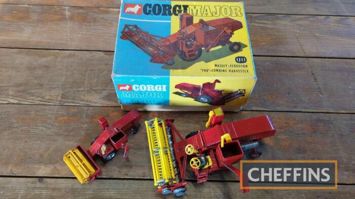 Massey Ferguson 780 combine harvester model by Corgi Major together with unboxed Lesney example