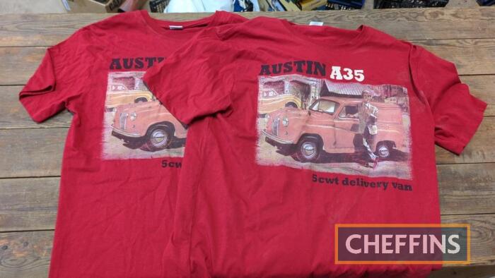 2no. Austin A35 5cwt Delivery Van T-Shirts, L and 2XL