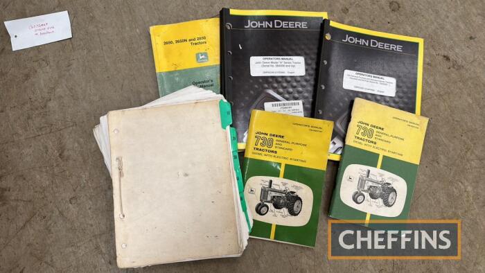 Qty John Deere manuals to inc. 730, Model A, 3030, 3130 etc