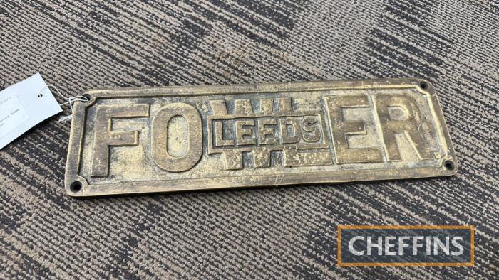 Fowler Leeds brass name plate 15x4.5ins