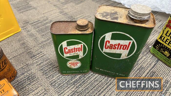 Castrol, a quart oil tin t/w pint oil tin