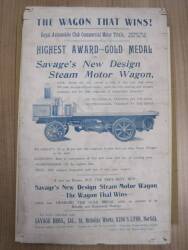 Savages' New Design Steam Motor Wagon, an original illustrated A4 flyer