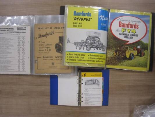 Bamfords, 2 sleeve binders of engine and implement brochures, parts lists etc