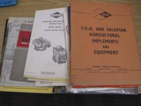 Agricultural brochures, manuals, parts lists, implements etc, a large qty