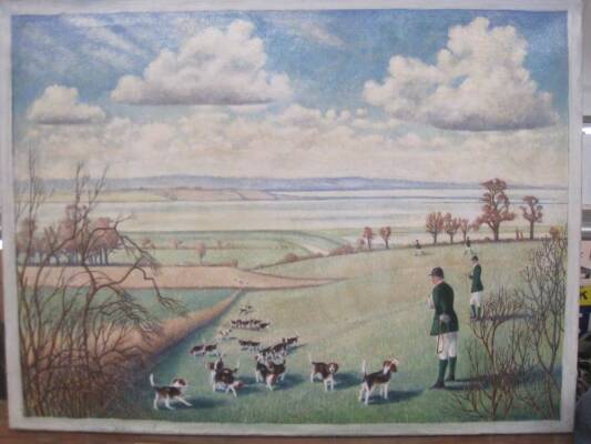 Hunting scene oil on canvas signed John Graham, 66-67 40x30ins