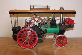 Foden Sandbach 'Hero' single cylinder Basset Lowke steam traction engine model with plank lagged canopy and c/w miniature tools, 1.5ins scale