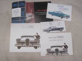 Edsel, 6 colour illustrated brochures 1958-60, inc' large fold outs