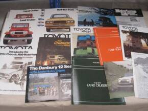 Toyota Land Cruiser, Hilux, Hi-Ace etc brochures, flyers 1974-77