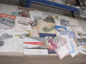 Citroen, large qty of car brochures 1951-59, 6cylinder, light 15, 2CV, DS19 etc and many contemporary road tests etc