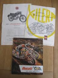 Ducati 1959, Gilera 1957, Benelli 1954 3 early brochures/flyers