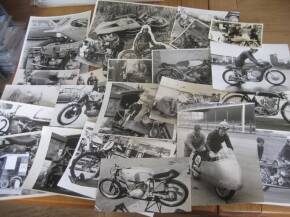 Racing motorcycles, a selection of black and white and colour photos depicting riders and machines, all periods