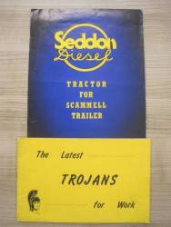 Seddon Diesel Tractor fold out illustrated flyer t/w The Latest Trojans for Work, 1959 16pp illustrated brochure