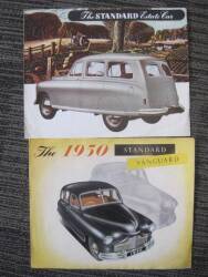 Standard; two 1950 single fold illustrated flyers for Vanguard and Estate car
