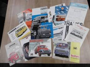 Large qty commercial vehicle brochures, for electric vehicles, Guy, Leyland, Scammell, Austin, Bedford, Commer etc, various languages (24)