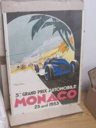 Geo Ham; Monaco 1933 Grand Prix Automobiles repro poster in clip frame