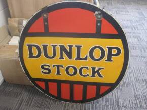 Dunlop Stock, a 24ins dia' double sided circular enamel sign
