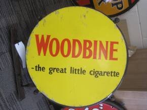 Woodbine, The Great Little Cigarette, an 18ins dia' double sided wall mounted printed tin sign