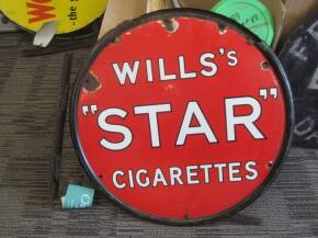 Will's Star Cigarettes, on 18ins dia, double sided, wall mounting enamel sign