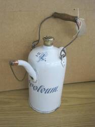 2litre priming tap filling kettle, white enamel with decorative graphics