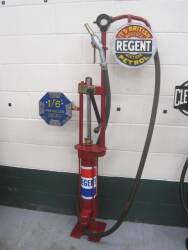 One gallon hand crank petrol pump in Regent livery