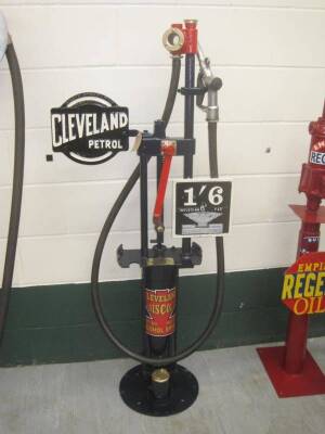 Godwin hand operated petrol pump in Cleveland livery