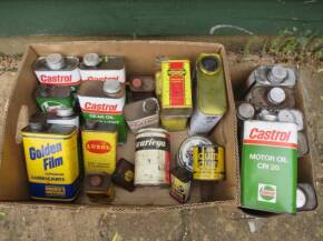 Qty of collectors oil and other tines, including several full Castrol tins