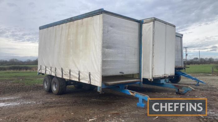 Tandem axle curtainside produce trailer with sprung axles on 12.5/80-15.3 wheels and tyres