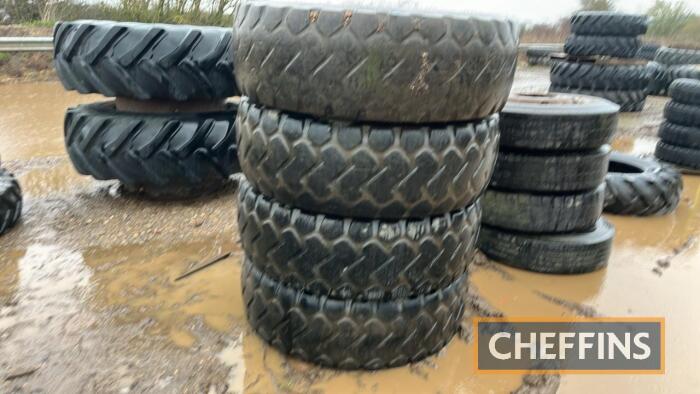 4no. 15.5 R25 Industrial Wheels & Tyres with 5 Stud Rims Ex 535-95