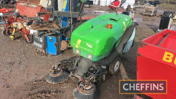 Green Machine 414 D5 Pedestrian Sweeper c/w manual and key in office