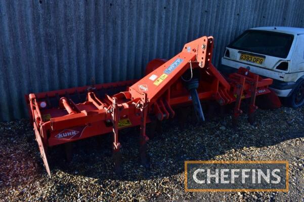 2013 Kuhn HR3504D mounted power harrow with packer roller and wheel eradicator tines, 3.5m Serial No. C0275