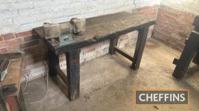 Wooden bench with double ended bench grinder