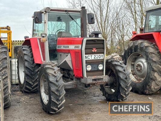 1983 MASSEY FERGUSON 2680 4wd TRACTOR On 18.4R38 rear and 13.6R28 front wheels and tyres Reg No. NCT 220Y Serial No. 122900D0006970 FDR: 24/02/1983