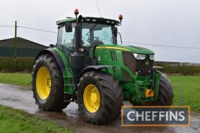 2017 John Deere 6215R Direct Drive 50kph 4wd tractor fitted with Zuidberg front linkage & PTO, on 710/70R42 rear and 600/70R28 front wheels and tyres Reg No. OV67YKC Serial No. 1L06215RTHU886922 Hours: 9,057 FDR: 19/12/2017