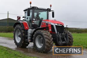 2022 Massey Ferguson 8S225 Exclusive 50kph 4wd tractor fitted with front linkage and PTO, on 710/70R42 rear and 600/70R30 front wheels and tyres Reg No. KX72DHN Serial No. VKKMB820LMB341046 Hours: 1,616 FDR: 12/09/2022. Warranty: 3,000hours or September 2