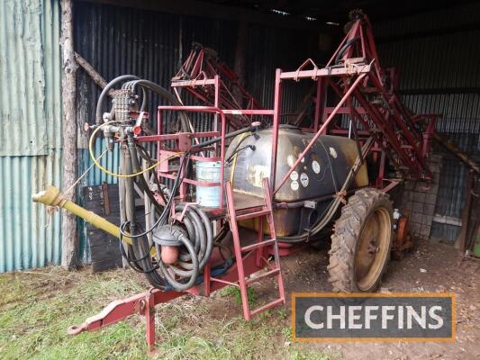 Hardi TY1500 trailed sprayer with 1,500ltr tank and 12m hydraulic folding booms on 9.5-36 wheels and tyres Serial No. 7862420 Tested until: 11/04/2024