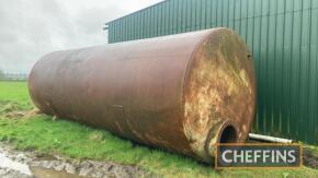 Cylindrical water storage tank, sold in situ, buyer to load and remove.