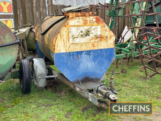 2000 Mainway single axle steel cylindrical bunded fuel bowser with 12v pump and nozzle