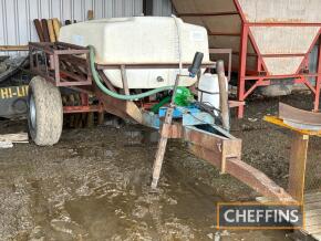 Single axle 1500 litre water bowser fitted with hydraulic pump, on 12.5/80-15 wheels and tyres