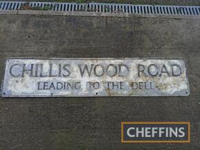 Chilli's Wood Road leading to The Dell, original cast street sign