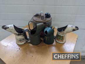 4no. oil jugs c/w paraffin can