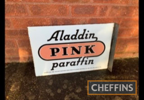 Aladdin Pink Paraffin flanged double sided enamel sign