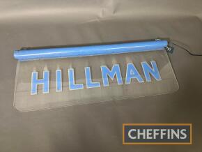 Hillman illuminated hanging dealership sign fitted with LED lighting